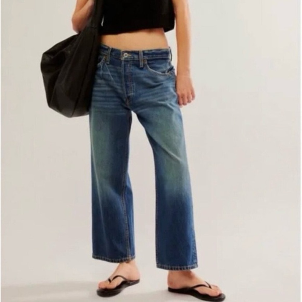 Re/Done NEW NWT Loose Crop wide leg slouchy jeans Herbal Tint Free People